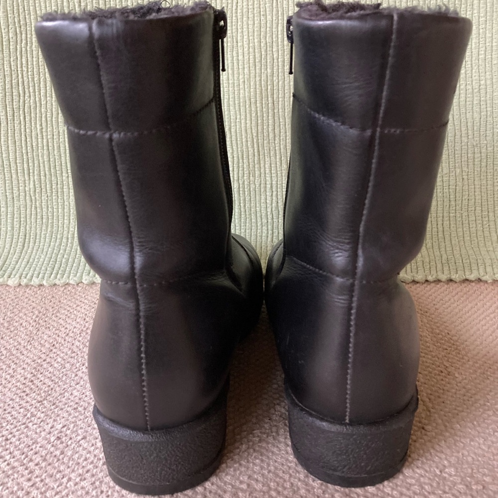 Blondo Men's Black Leather Wool-Lined Insulated Zip Mid Winter Boots Sz M8 - Picture 4 of 11